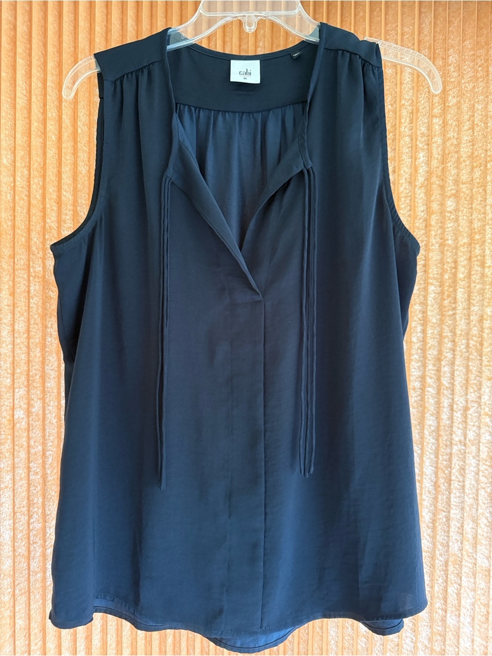 CAbi Midnight Navy Finale Sleeveless Tie-Front Blouse